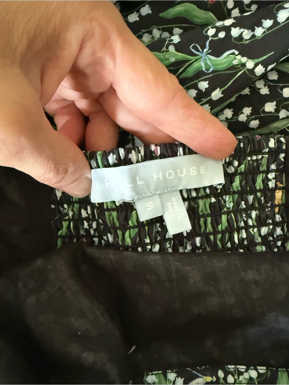Hill House Home Fleur Midi Dress in the Lily of the Valley Black pattern - Picture 10 of 16